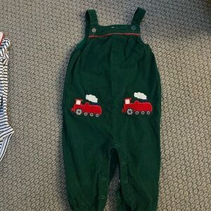Baby Boden corduroy overalls with trains set